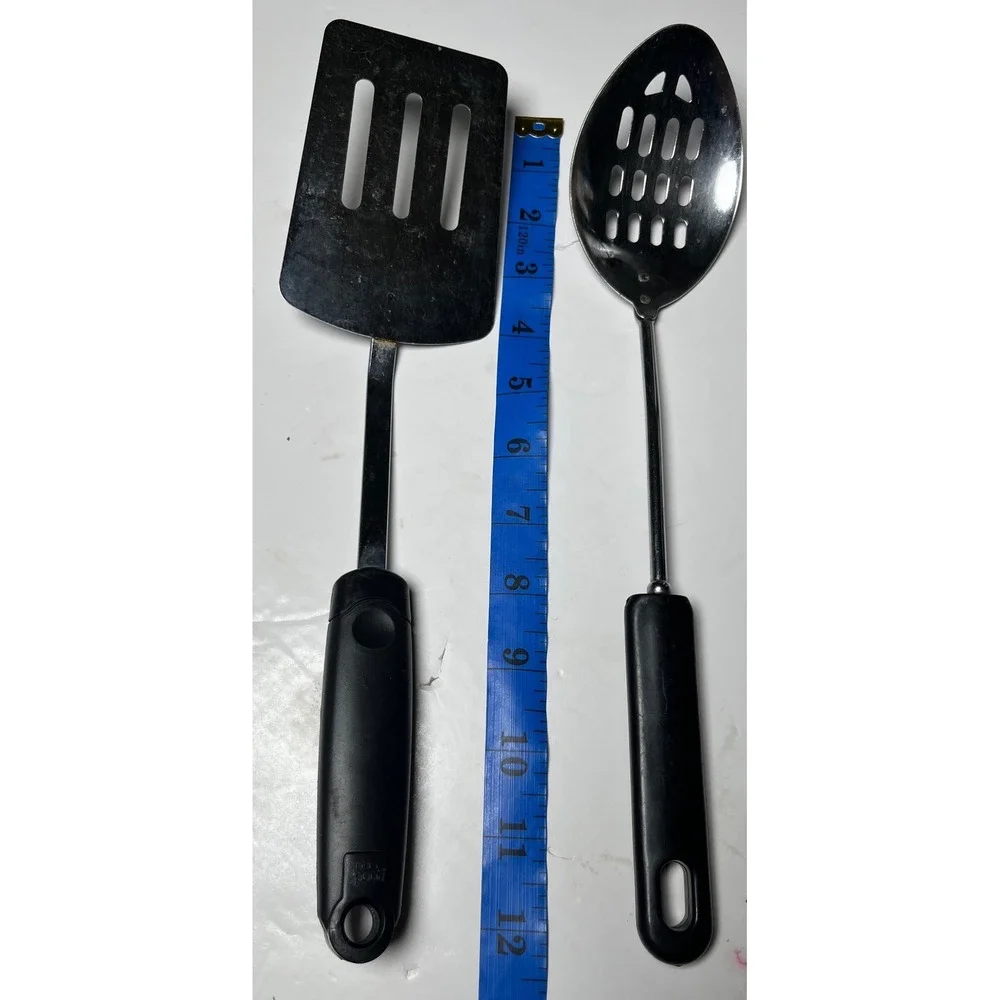 Good Cook Spatula Slotted Spoon Set Black‎ Silver Kitchen Utensils